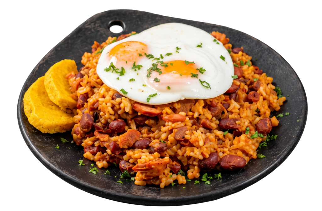 Kalentao con huevo, arroz y plátano